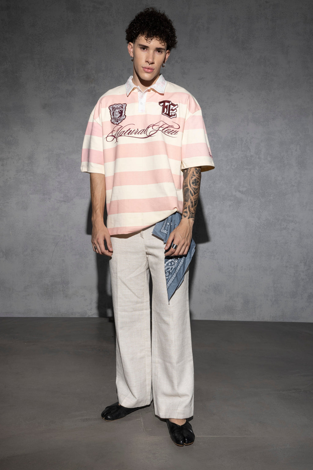 PINK STRIPED NATURAL FLOW POLO [UNISEX]