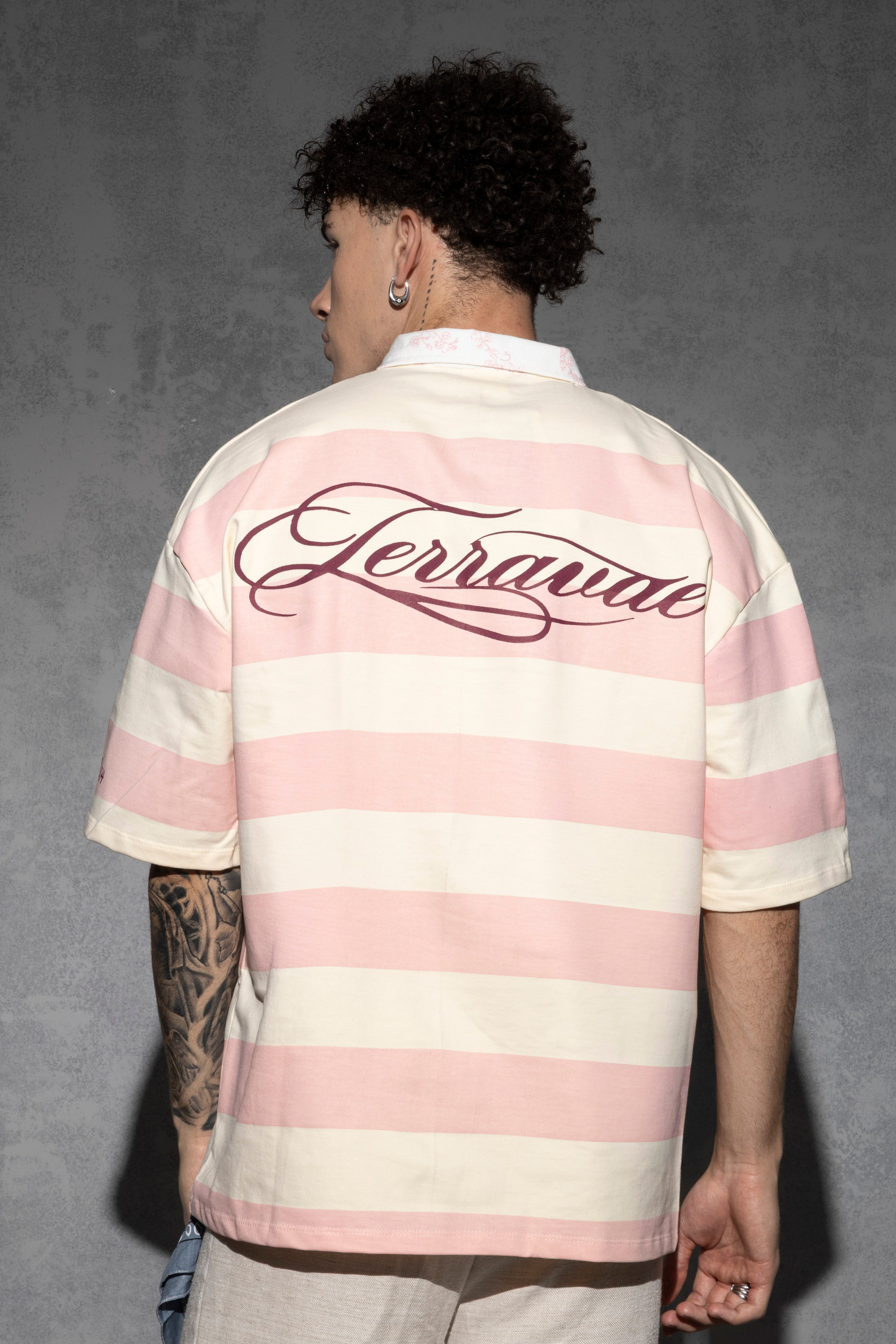 PINK STRIPED NATURAL FLOW POLO [UNISEX]