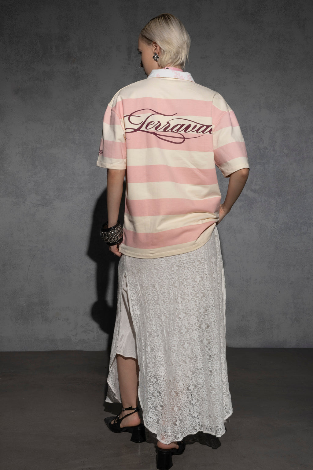 PINK STRIPED NATURAL FLOW POLO [UNISEX]