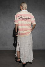 PINK STRIPED NATURAL FLOW POLO [UNISEX]