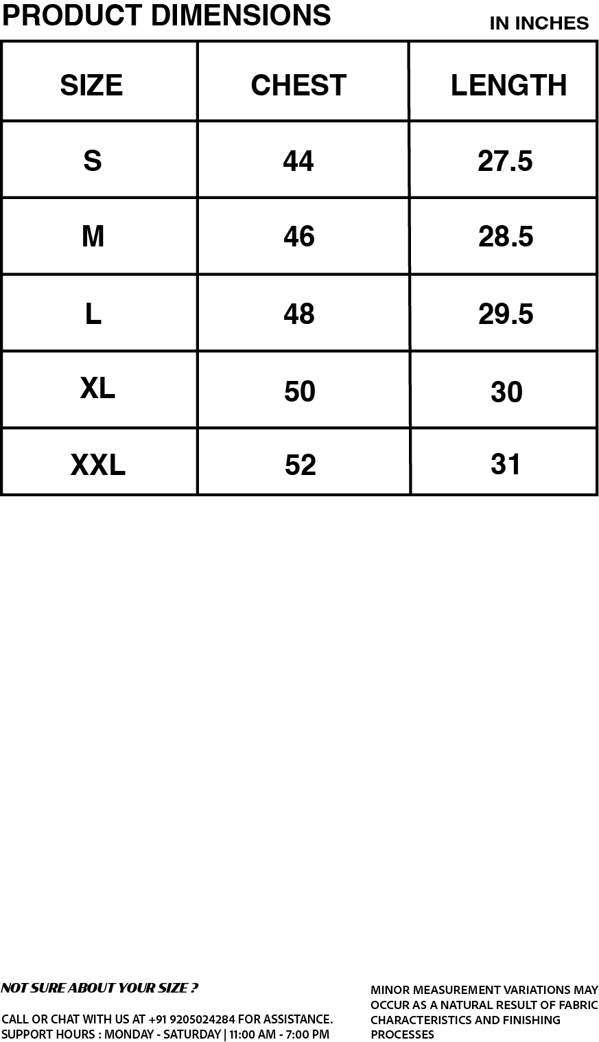 Size chart for DEMISEXUAL STRIPED SIGNATURE SHIRT [UNISEX]